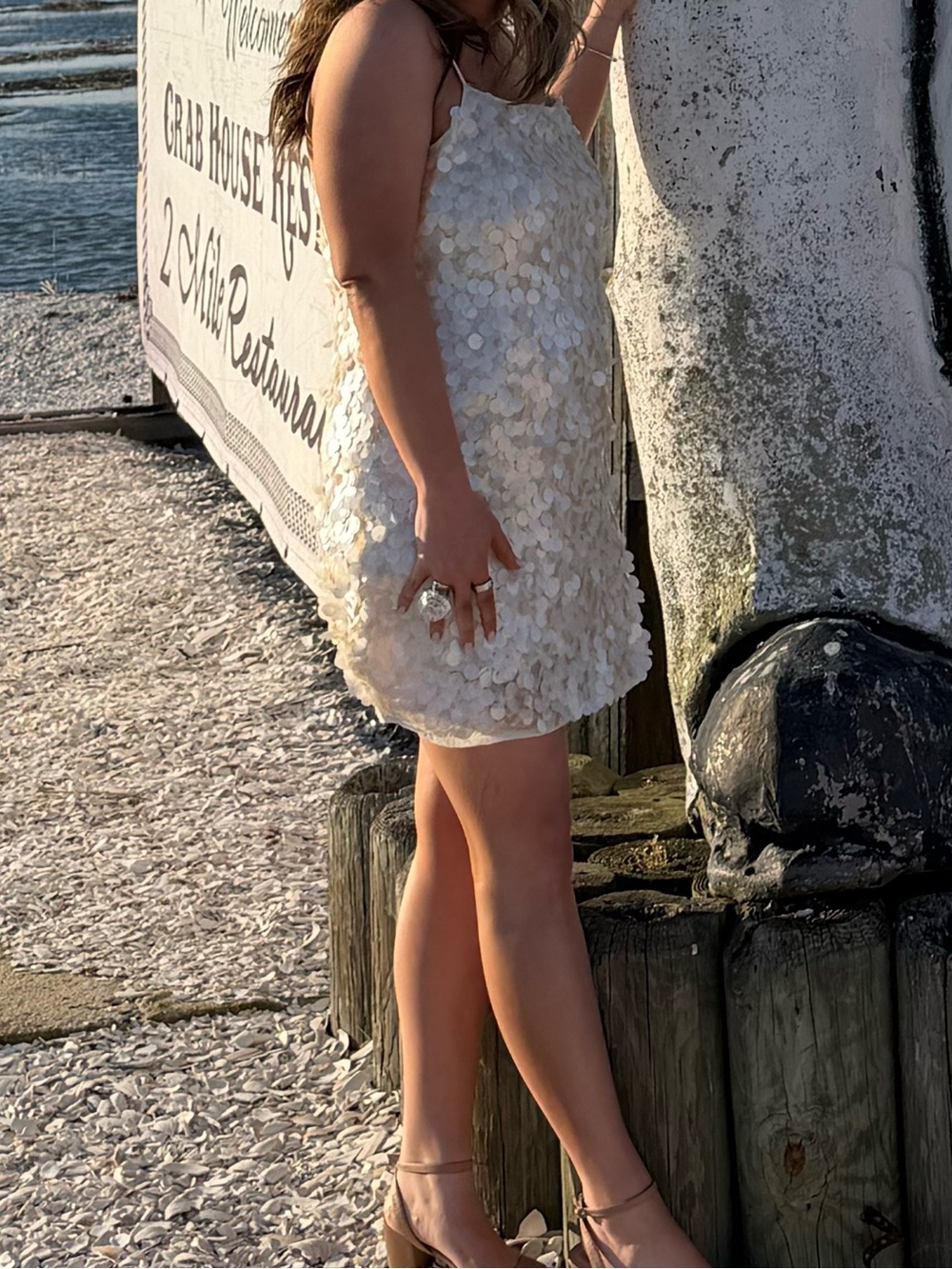 LOFT White Sequin Mini Dress